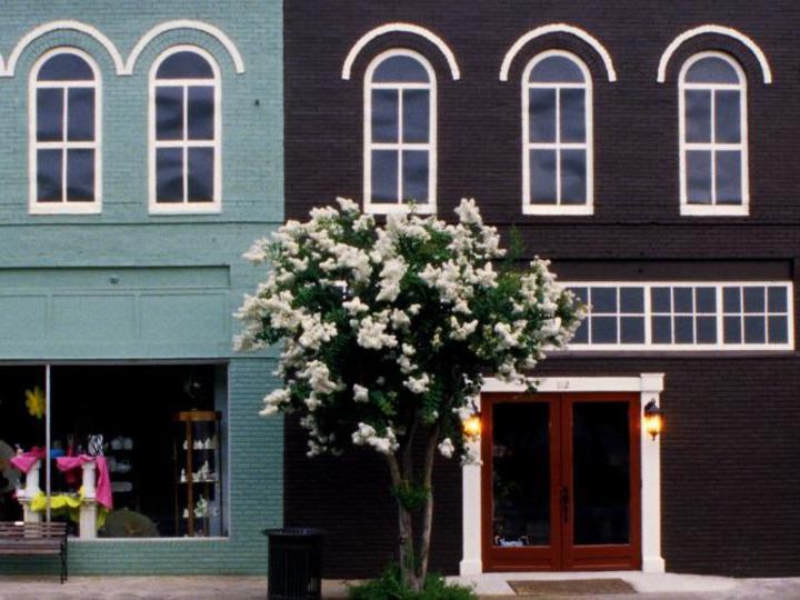 store fronts in a downtown area