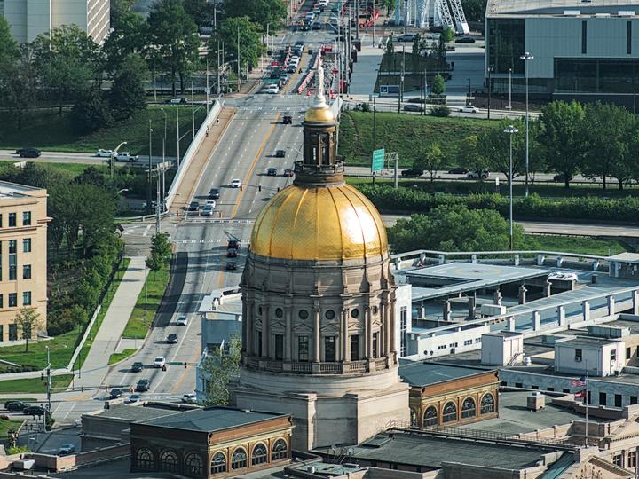 georgia state capitol from the sky