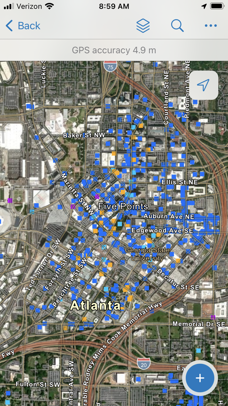 Screen shot with map of downtown Atlanta