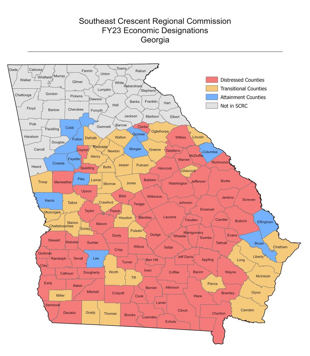 southeast crescent regional commission economic designation in georgia