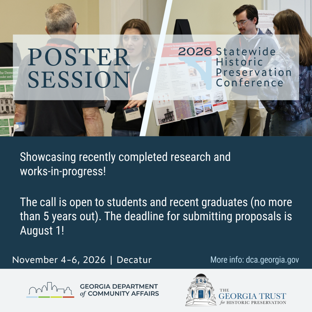 Graphic announcing the Poster Session for the 2026 Statewide Historic Preservation Conference
