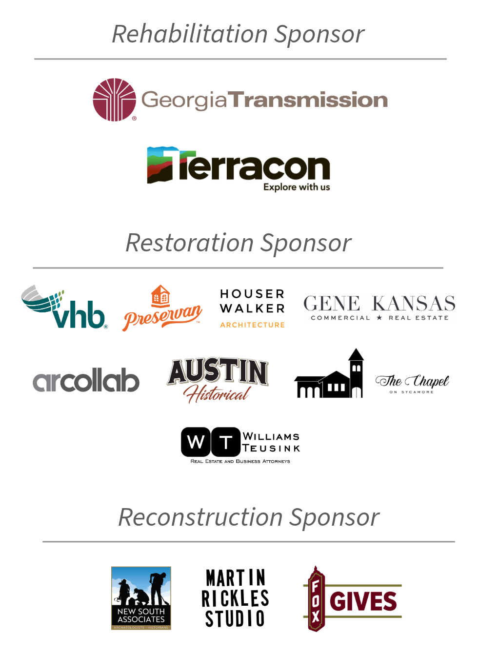 List of sponsors for the 2026 Statewide Historic Preservation Conference
