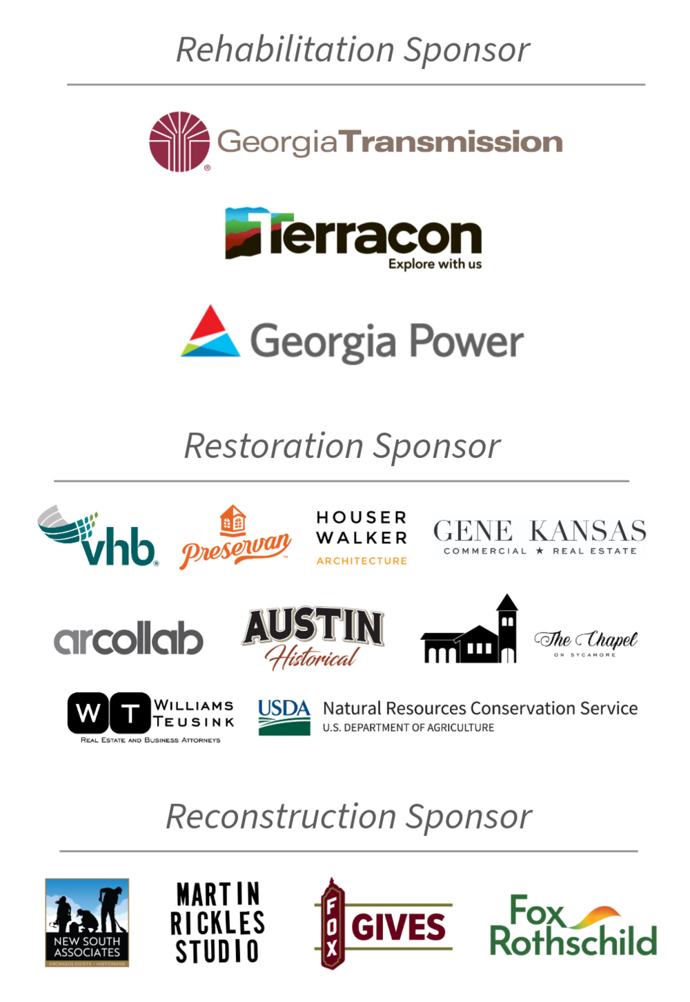 List of sponsors for the 2026 Statewide Historic Preservation Conference