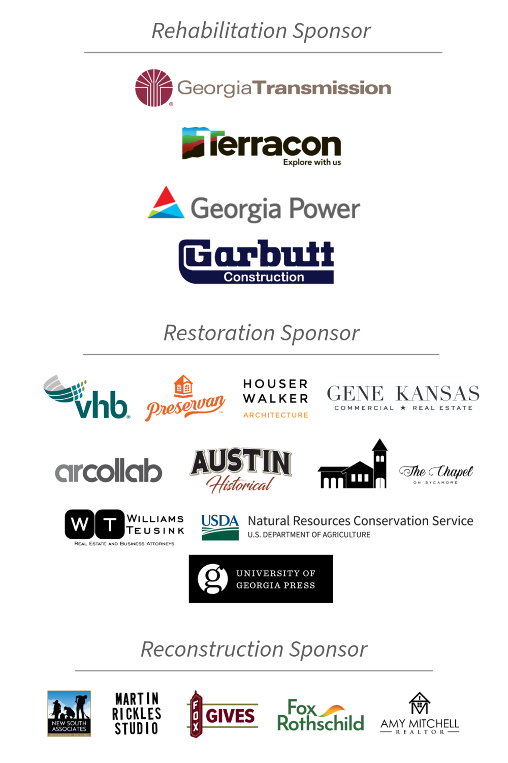 List of sponsors for the 2026 Statewide Historic Preservation Conference