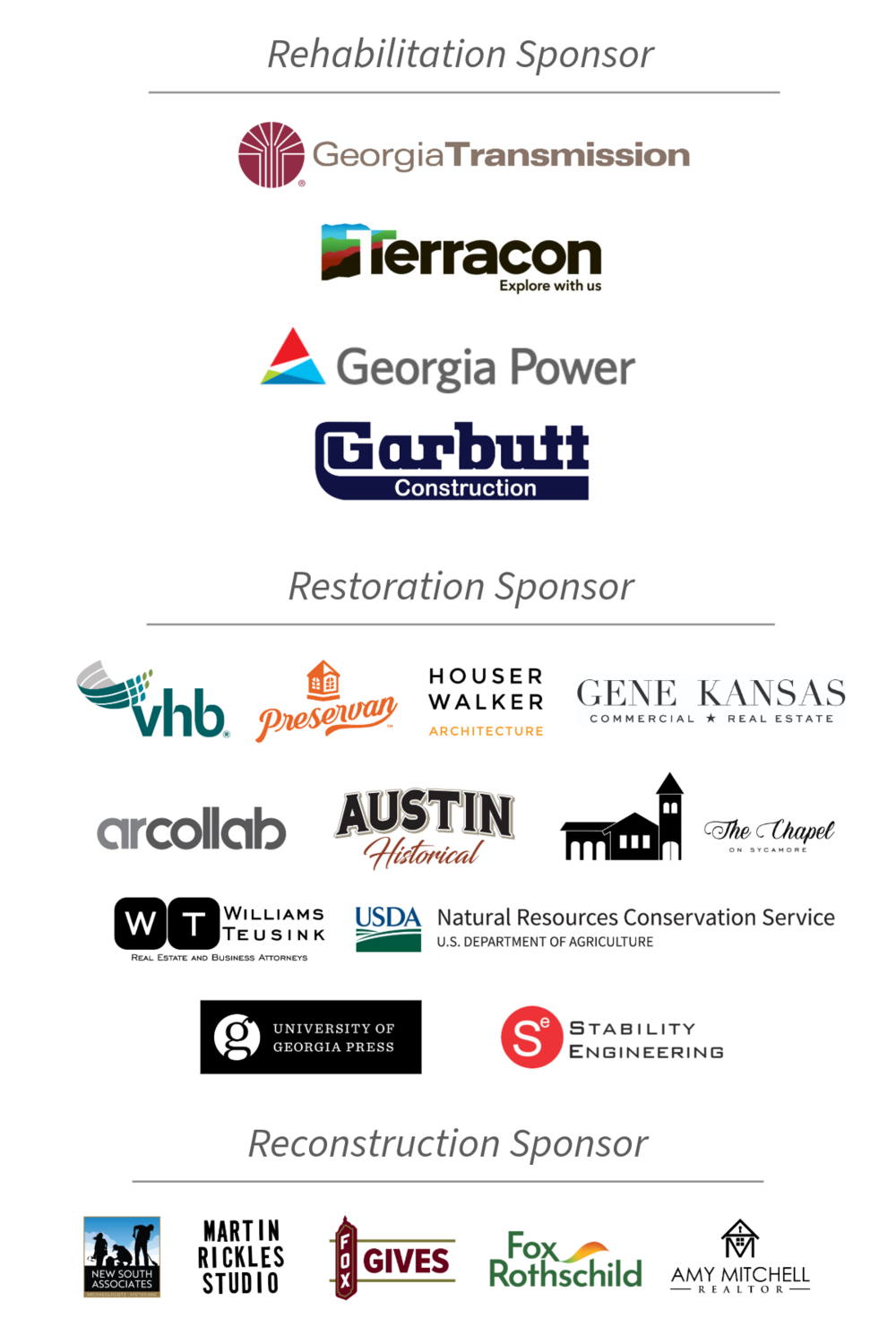 List of sponsors for the 2026 Statewide Historic Preservation Conference